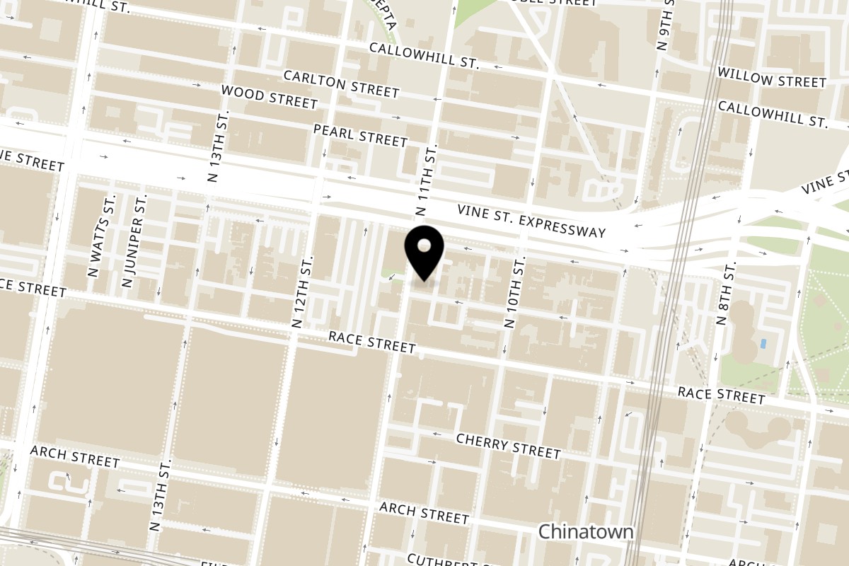 Map showing the location of Vietnam Philadelphia Vietnam Restaurant (Chinatown) on 221 N 11th St in Philadelphia